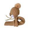 2 Pcs Kids Winter Hat Scarf Set Soft Cable Knitted Pom-Pom Hat Warm Scarf Set for Boys Girls Toddlers
