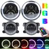 7-inch JEEP Wrangler RGB LED Headlights & Fog Lights Set, 60W