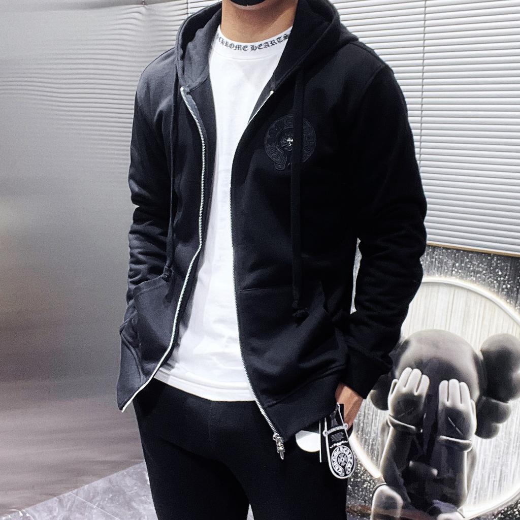 8632 CHROME HEARTS 2025 Новинка Весна и Осень Плюс Размер Тонкий Стиль Классический Стиль Логотип Молния Свитшот С Капюшоном Для Пар