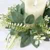 Искусственный венок, свеча, кольцо, искусственные листья эвкалипта, весенняя зелень, гирлянда, свеча-столб, украшение для домашнего свадебного стола