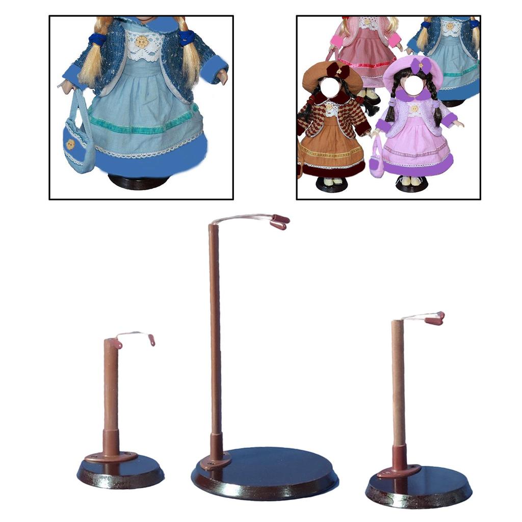 Wooden Doll Stands Display Holder Prop up Girl Dolls 20-60cm Doll Accessories with Stainless Steel Base Doll Model Support Frame
