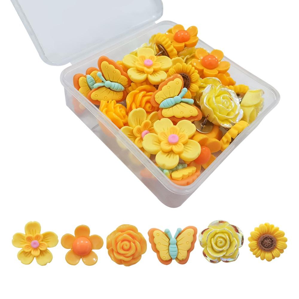 30Pcs Durable DIY Butterfly Push Pins 3D Creative Flower Pushpins Cute Reusable Thumb Tacks Corkboard