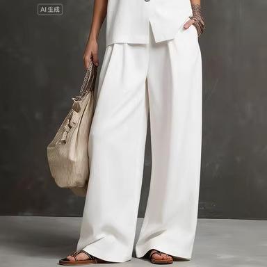 1116 spring and summer new European and American high-end fashion simple sleeveless vest wide-leg pants suit women