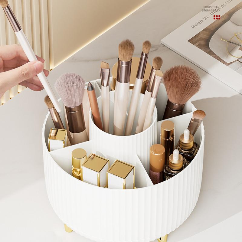 Cosmetic Storage Box Plastic Desktop Rotatable Household Large-capacity Eyebrow Pencil Lipstick Makeup Brush Storage Box