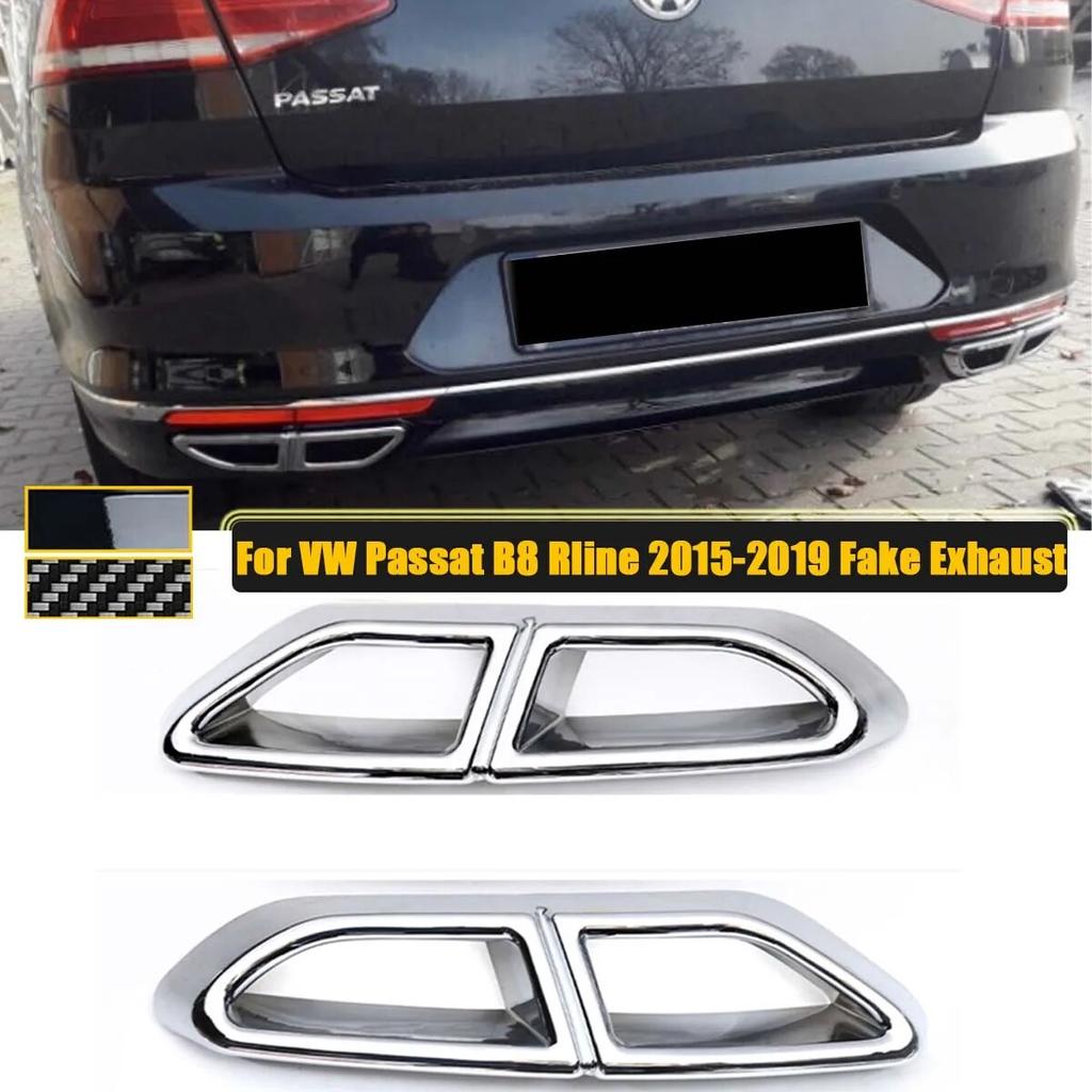 Для VW Passat B8 Rline 2015-поддельные выхлопные трубы с четырьмя отверстиями, глушители внешней трубы, рамка, крышка заднего бампера, декор, автомобильные аксессуары