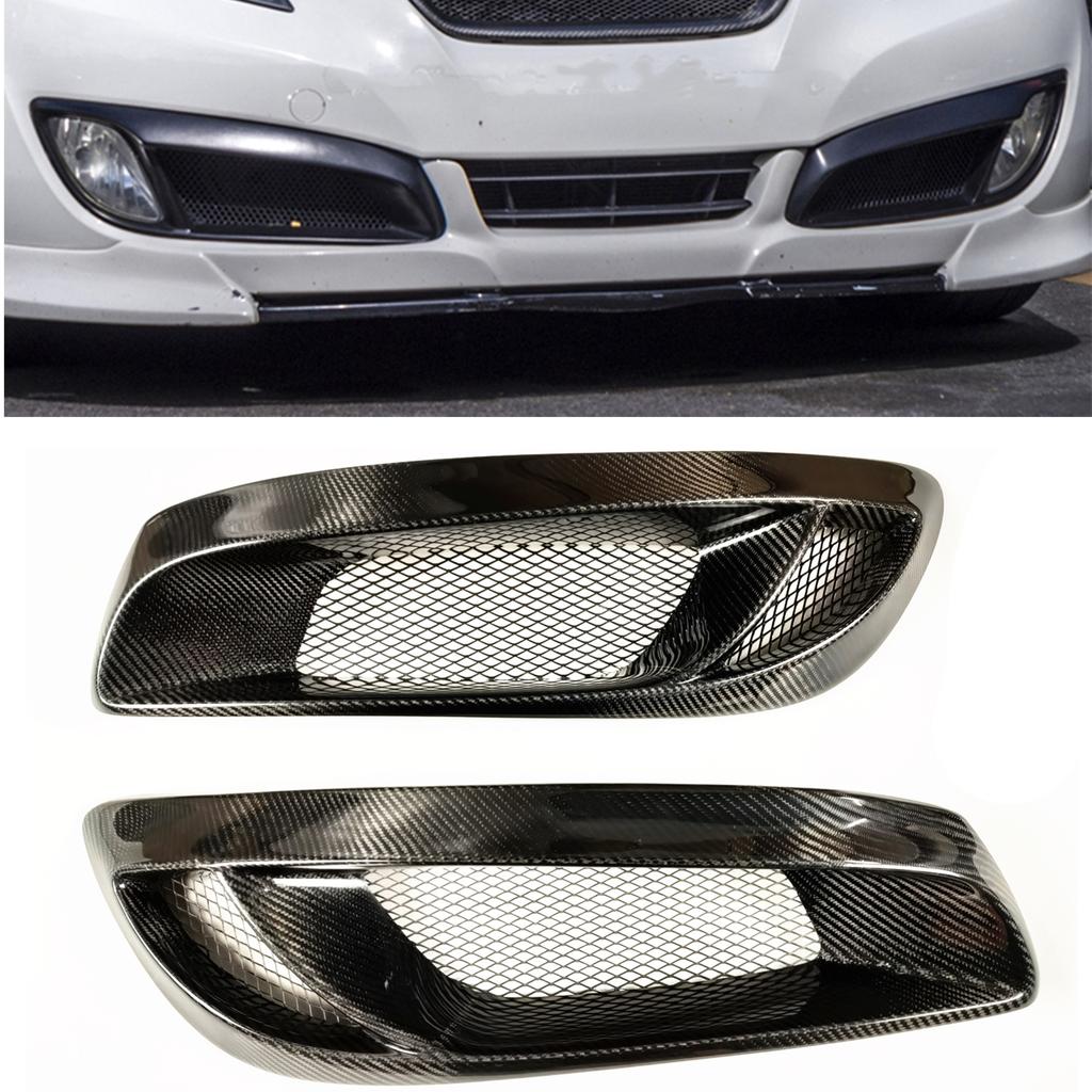 For Hyundai Genesis Coupe 2008-2012 Carbon Fiber Front Bumper Side Air Vent Intake Frame Grill Fog Light Lamp Cover Hood Grille