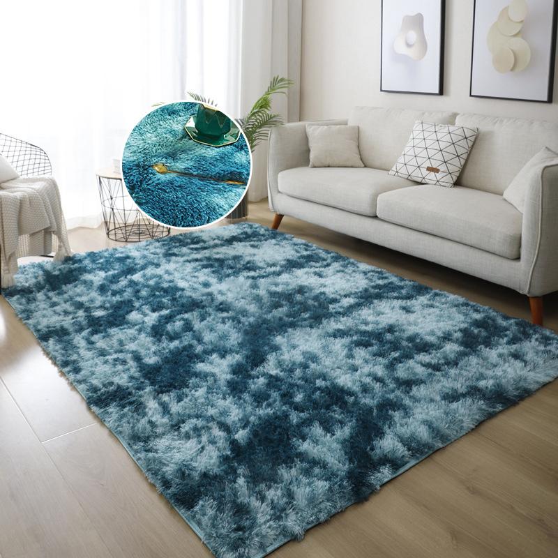 Красочный плюшевый ковер для спальни, градиентный мохнатый ковер, украшение для дома, милый радужный пушистый ковер, скандинавский стиль, напольный коврик для детской комнаты