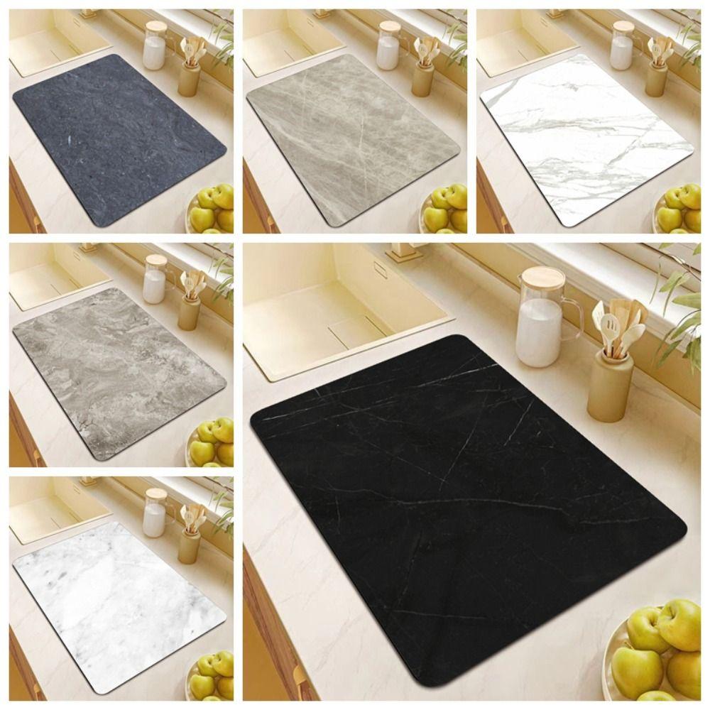 Luxury Drain Pad Marble Grain Countertop Dry Mats Insulation Mat Dish Drying Mat  Table Decor