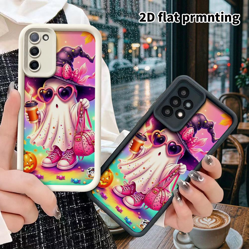 Phone Case: 2D Flat Samsung Galaxy A34 A35 M05 M06 S20 S22 S21 FE Plus 5G Layered Protective Case, Trendy Cool Little Ghost, Christmas and Halloween G