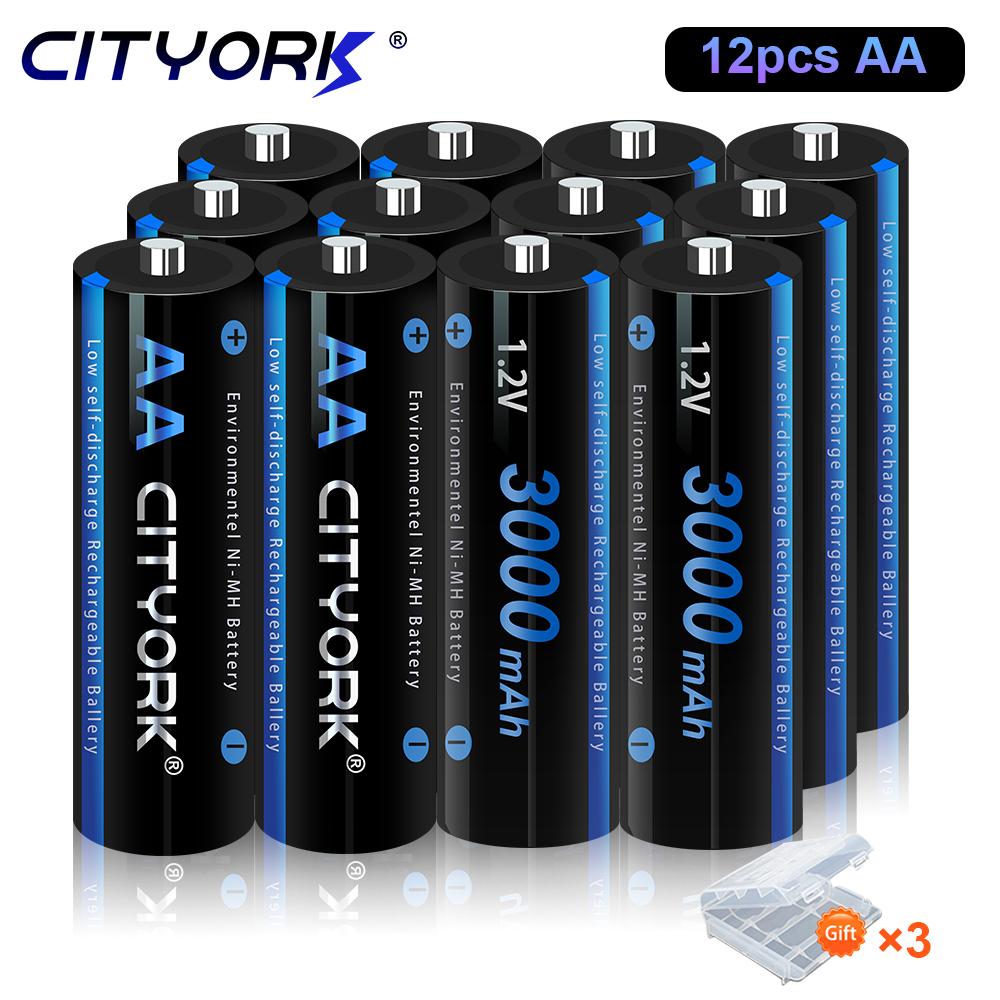 Cityork Аккумулятор AA 1,2 В AA 3000 мАч 1,2 В Ni-MH 100% оригинальные батарейки типа АА для игрушек-камер