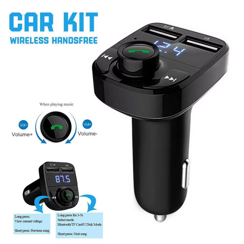 Wireless Bluetooth FM Transmitter & MP3 Player With Hands-Free Calling Radio Receiver Dual USB Charger & Music Stereo Adapter