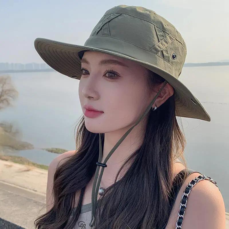 WTEMPO Ветрозащитная веревка однотонная складная шляпа весна-лето женская с широкими полями для путешествий, пляжа, походов, дышащая шляпа