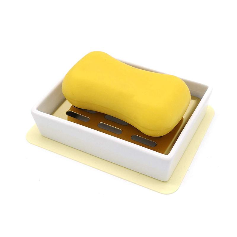 A30u-Керамическая мыльница Держатель для мыла из нержавеющей стали Для ванной и душа Двухслойная дренажная мыльница