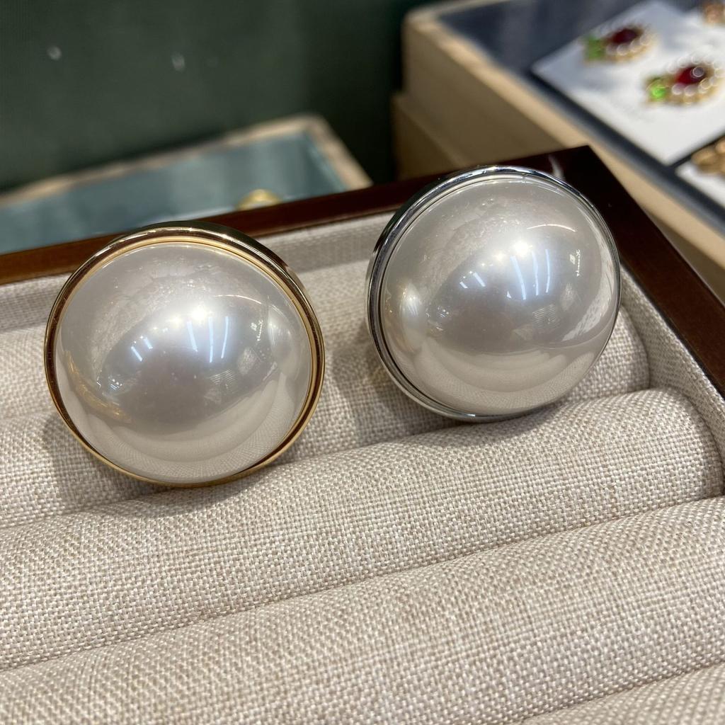 Полукруглое жемчужное кольцо, простое декоративное кольцо с крупными бусинами в гонконгском стиле, нишевый дизайн ювелирных изделий из жемчуга