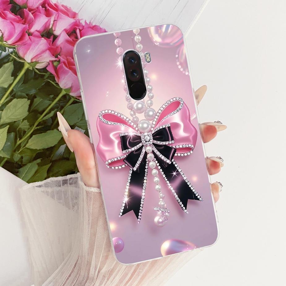 For Xiaomi Pocophone F1 Case Luxury Bow Flowers Painted Cover 6.18'' Soft TPU Phone Case For Xiaomi Poco F1 PocoF1 Fundas Bumper