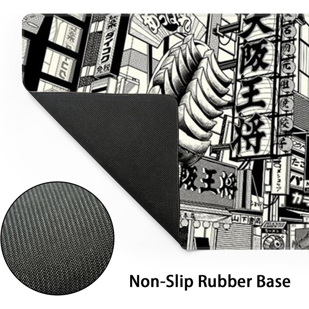 Japanese Anime-style Mousepad, Extra-large Gaming Mouse Pad with Cyberpunk Urban, Fantasy Animation Style, Non-slip Desk Mat, 800x300x3 Mm