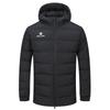 Kelme Hooded Coat, Short Length, Thick, Cold Weather, Loose Fit, Lightweight, Padded, Outdoor Coat/Training (Black, Size M)