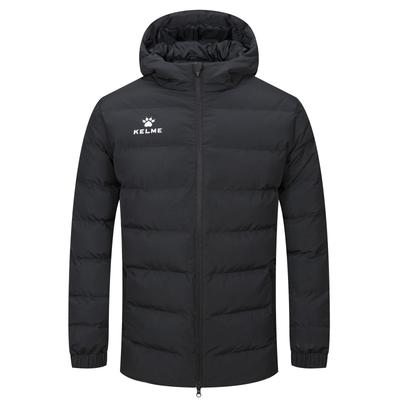 Пальто с капюшоном Kelme, короткой длины, толстое, для холодной погоды, свободного кроя, легкое, на подкладке, для улицы/тренировок (Черный, Размер M)