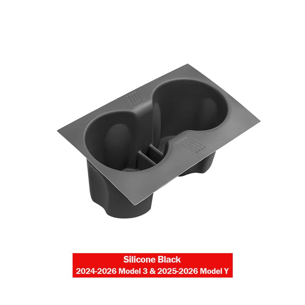 Center Console Cup Holder Inserts For Tesla Model 3 2024-2026 Highland Model Y 2026 Juniper Center Console Liner Coasters Mat