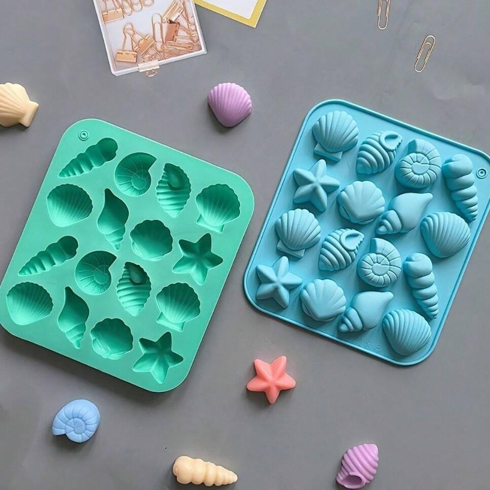 Starfish Shape 3D Shell Mold 16 Cavity Ice Cube Tray Baking Supplies Marine Animal Mold Household