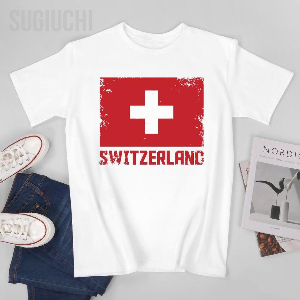 Unisex Vintage Switzerland Flag Suisse Swiss Tshirt Tees Oneck T Shirts WoUnisex Boys 100 Cotton TShirt