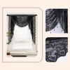 Black Beaded Lace Waterfall Valance Lightweight Breathable Easy Installation Luxurious Small Window Semi Sheer Swag Waterfall Valance