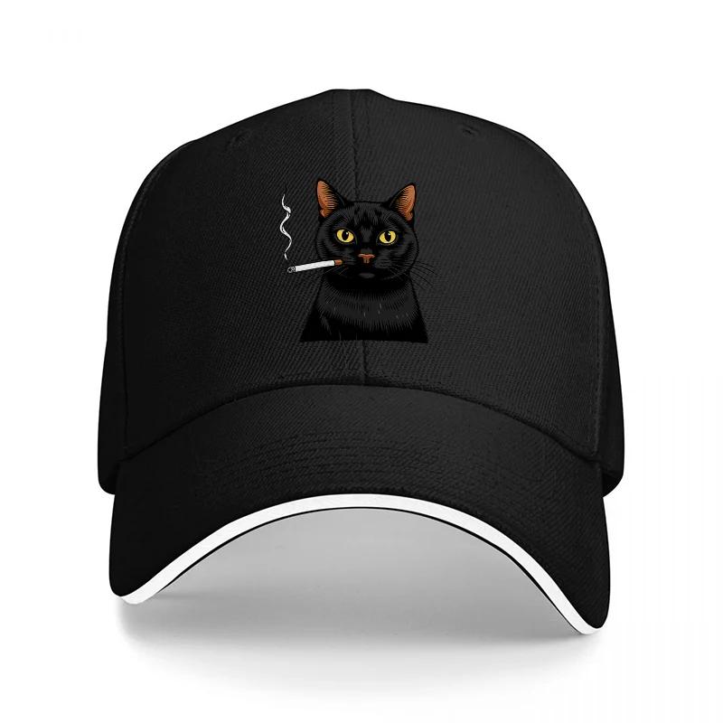 Black Cat Embroidered Baseball Cap Classic Style Adjustable Hat for Men and Women Fashionable Design with Cute Animal Print