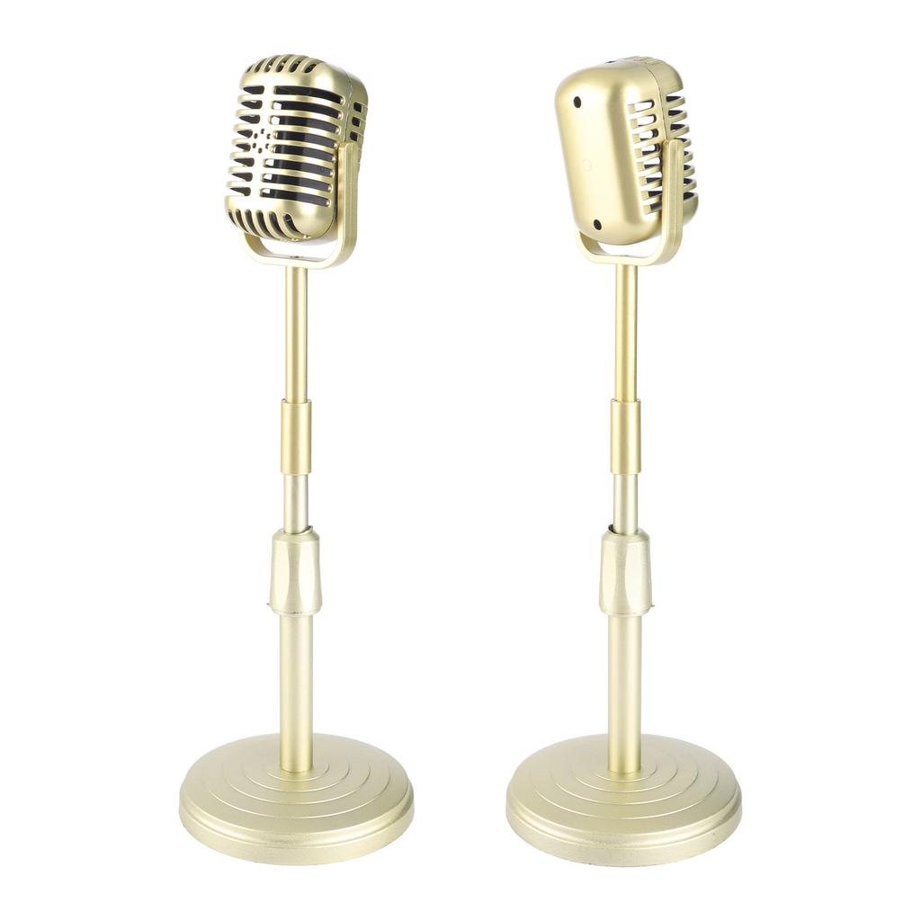 Simulation Old Fashioned Microphone Model with Stable Base and Support Rod Retro Mic Prop Set for Photography