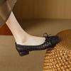 Krazing Pot Cow Skin Weaving Summer Size 41 Low Heels Party Shoes Women Square Toe Gladiator Butterfly-knot Hollow Out Pumps