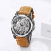 Automatic Skeleton Watch with Genuine Leather Roman Analog 3ATM Water Stylish Accessory for Leisure and Business Perfect Gift for and Day Men's Strap