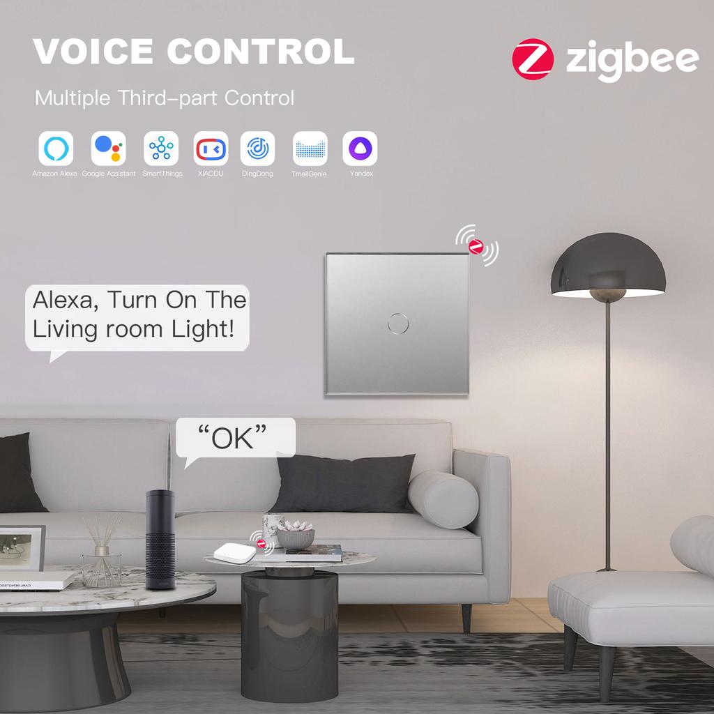 BSEED Zigbee 1/2/3-клавишный сенсорный выключатель света 1/2/3-ходовые сенсорные переключатели с USB-розетками Type-c европейского типа Управление через Tuya Smart Life Alexa