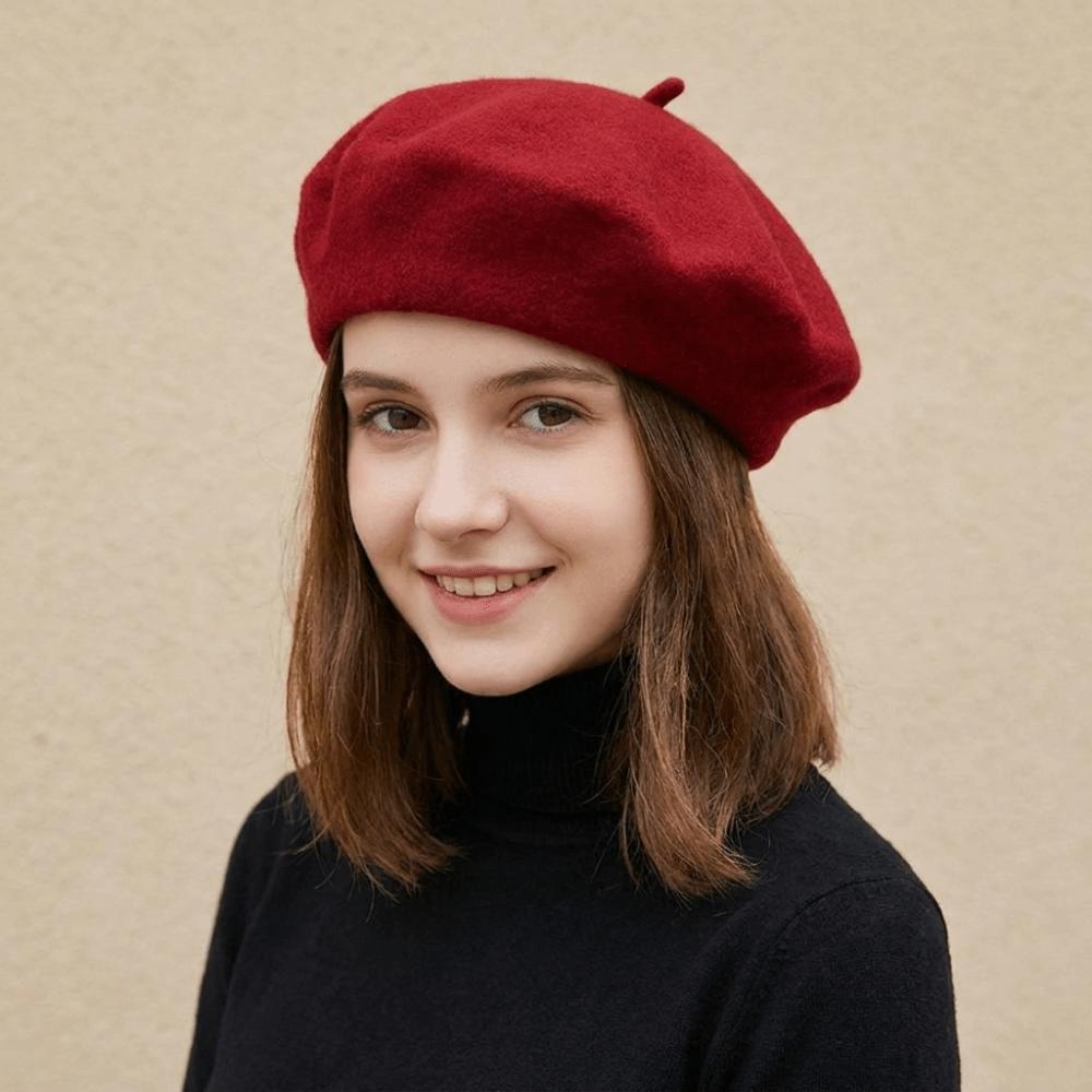 Knitted Beret Hat Soft Beanie Cap Fashion Wool Painter Hat Autumn