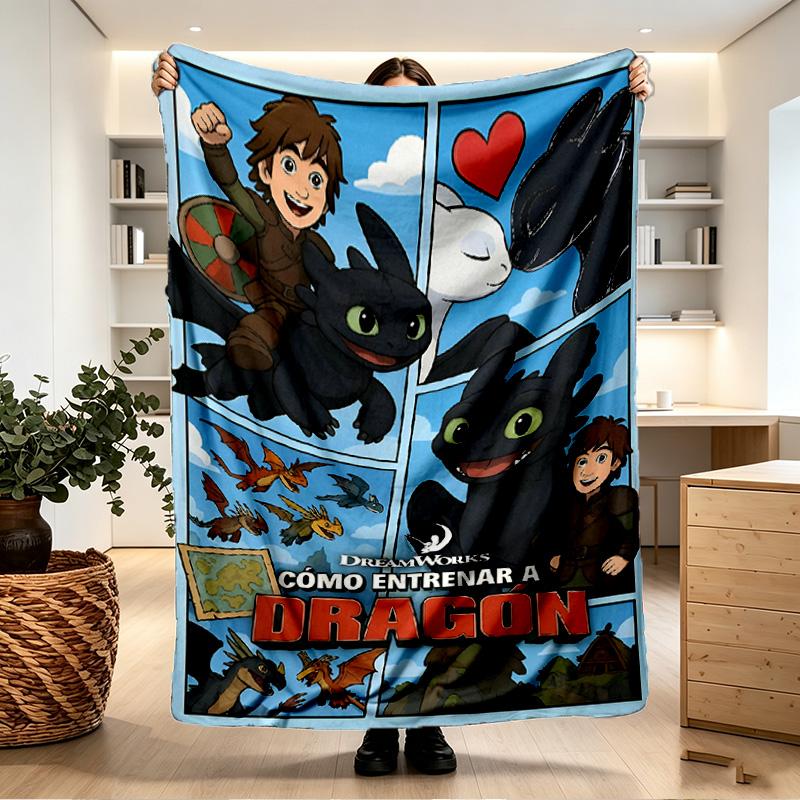How to Train Your Dragon Print Blanket - Soft & Comfortable, for Bedroom, Travel, Sofa, Home Decoration - Birthday Christmas Gift for Friend
