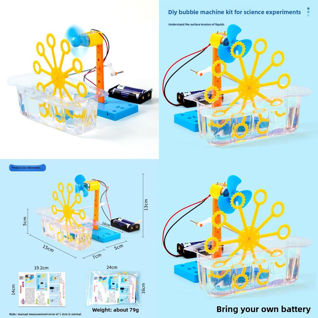 Homemade Hand Cranked Bubble Machine Model Component Set Children Puzzle Toy For Children Educational Physics Activity