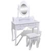 VidaXL Dressing Table with Mirror and Stool 7 Drawers White
