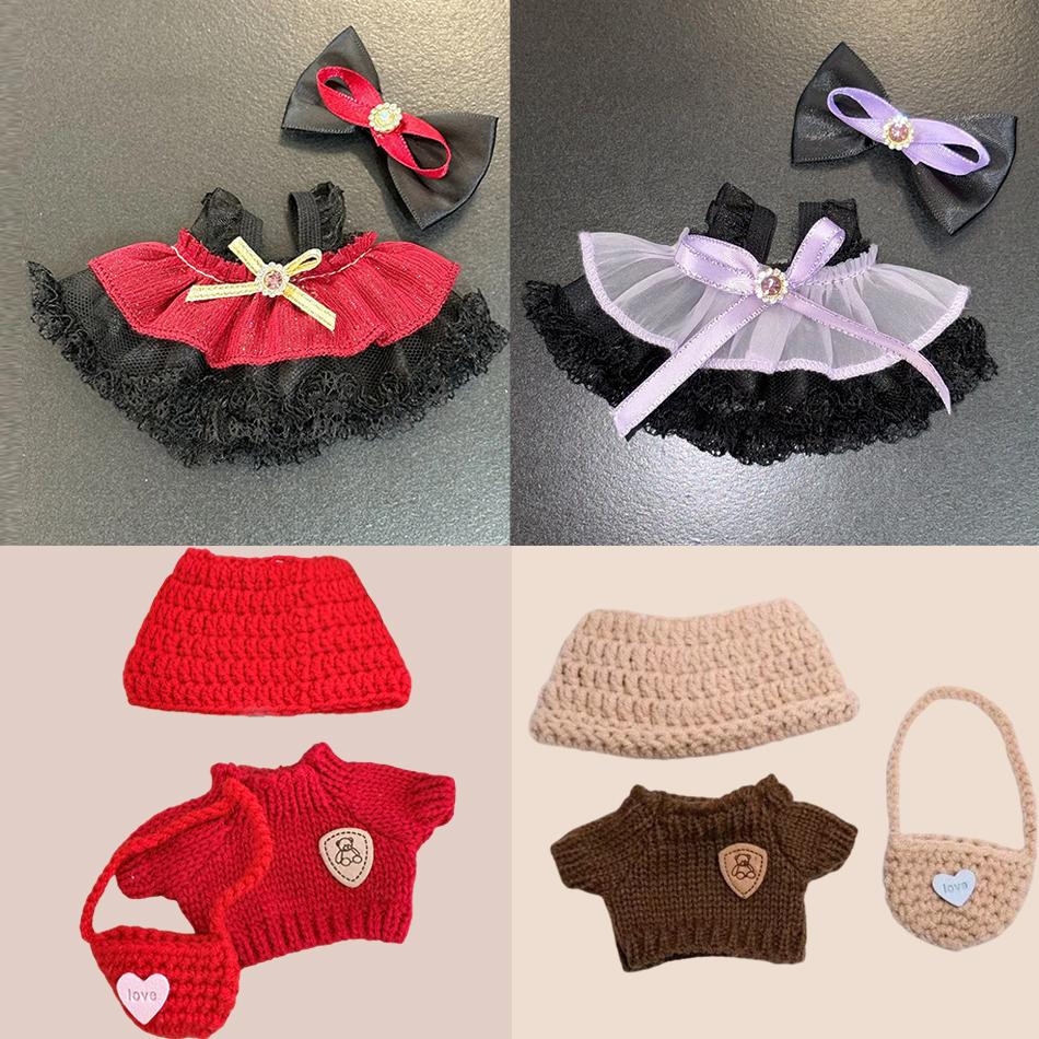 15/17см Одежда Лабубу Для Принцессы Пышная Юбка Кружевное Платье-комбинация Галстук-бабочка Головной убор 2 шт./уп. Плюшевая Хлопковая Кукла Десс Аксессуар Подарок