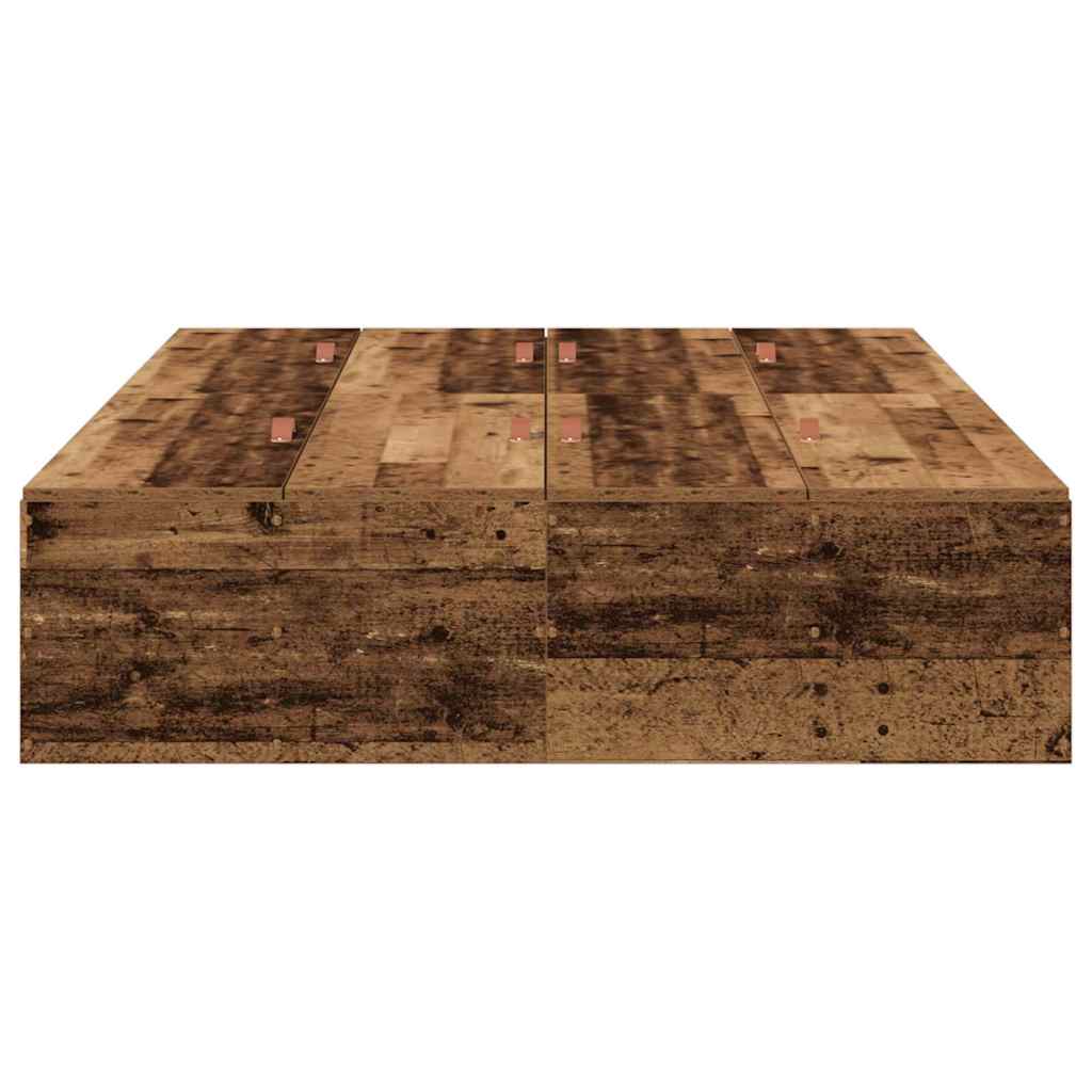 Storage Bed Frame Reclaimed Wood Style 120 x 190 cm Wood Based Material