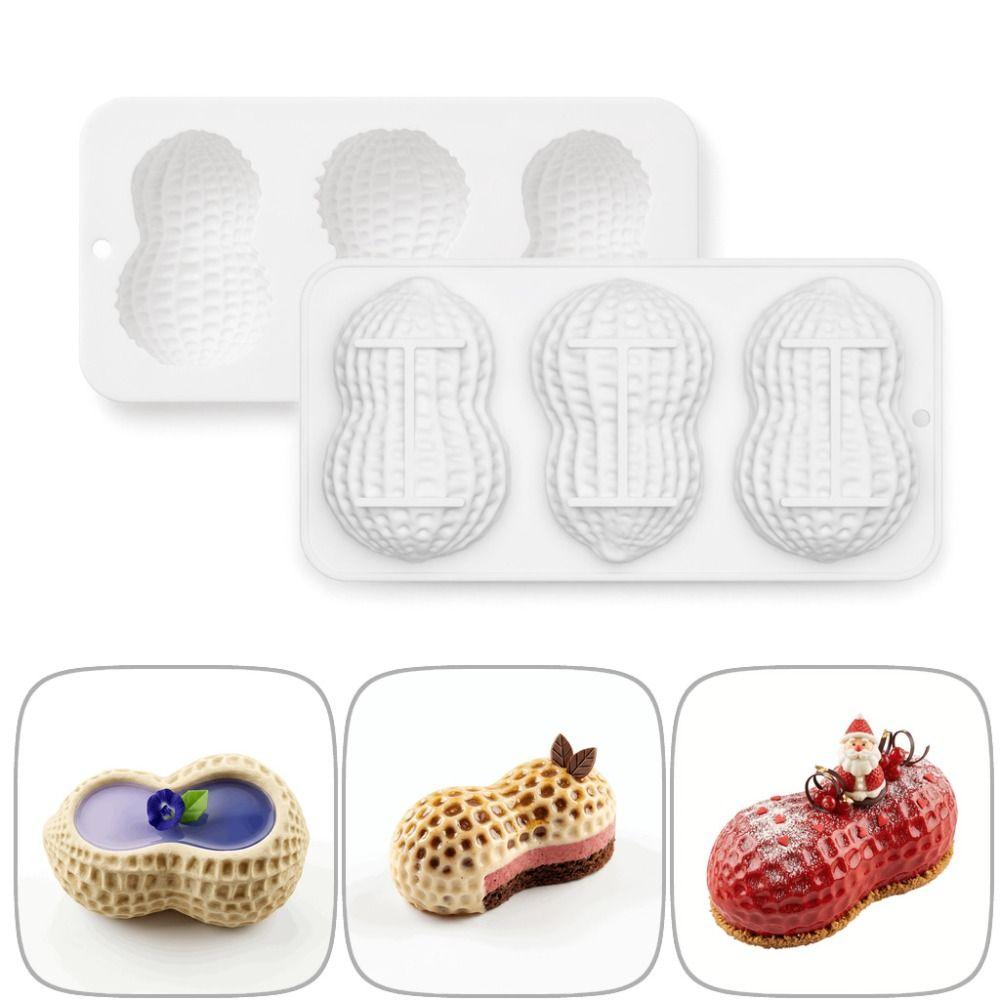 Food Grade Silicone Peanut Mousse Cake Mold 3-Cell Baking Mold New Chocolate Mold  Baking Tools
