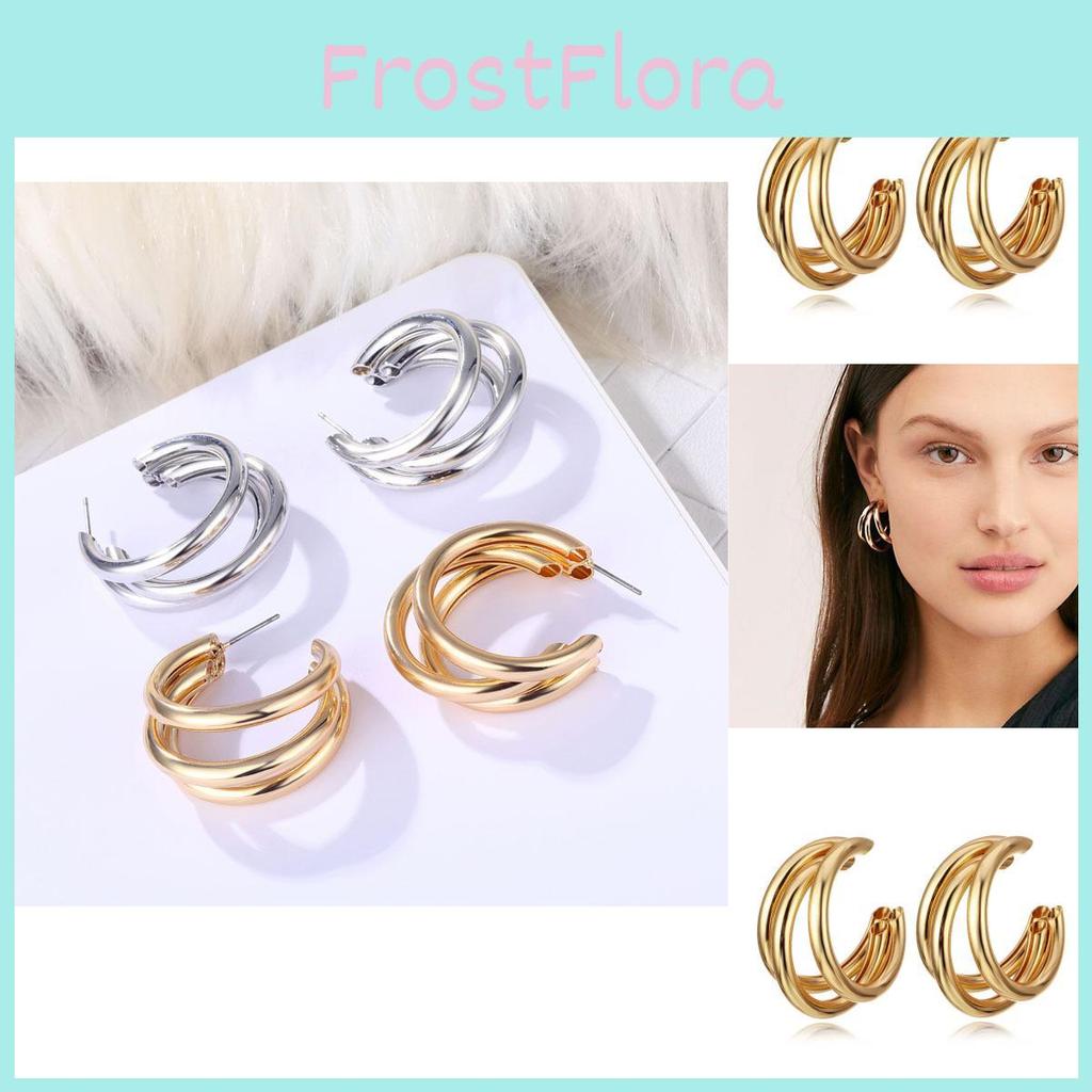 Minimalist Multi-circle Earrings For Women Gold And Silver Fashion Jewelry