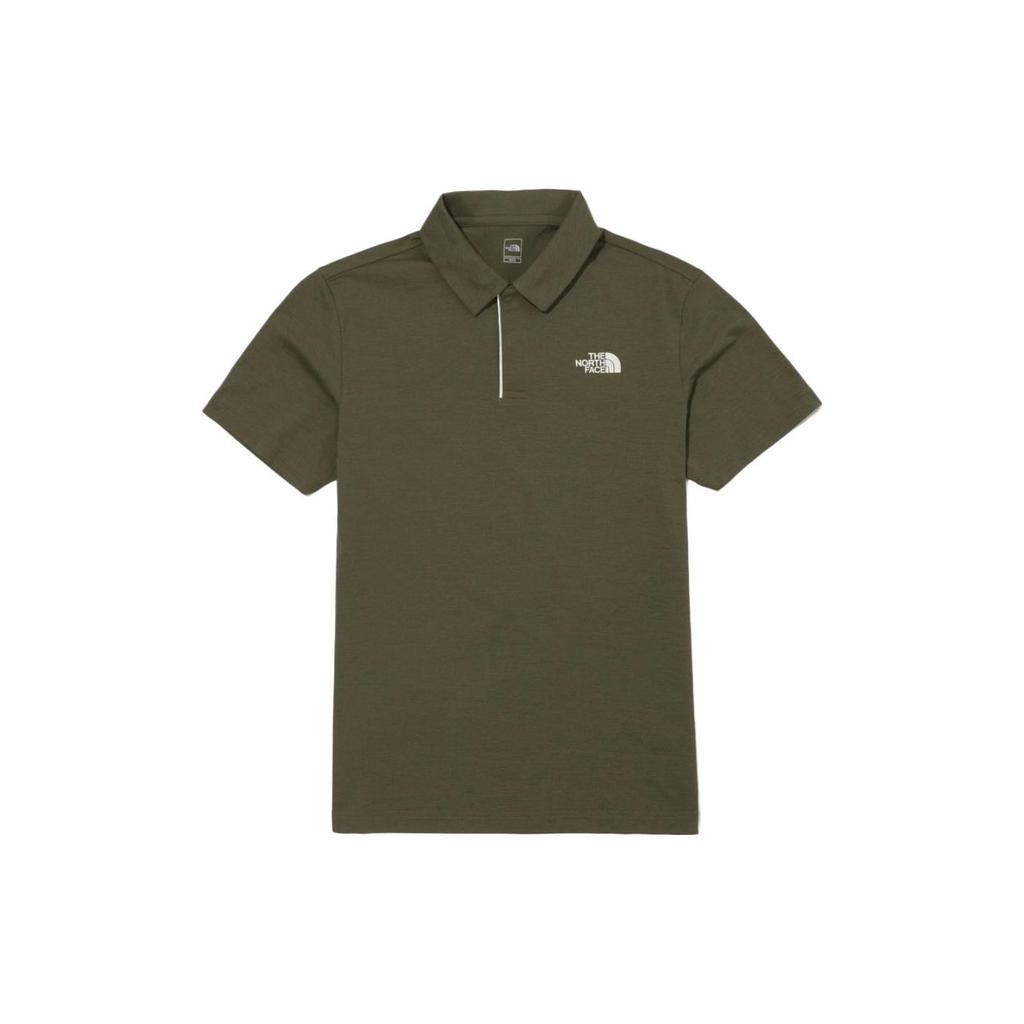 THE NORTH FACE Polo Shirts Men's Dark Green Polo Collar Moderate Straight Fit NT7PN01B