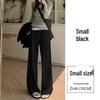 Petite Oatmeal Wide-Leg Pants for Women - High Waist, Drapey, Loose Fit, Floor-Length for Spring and Autumn.