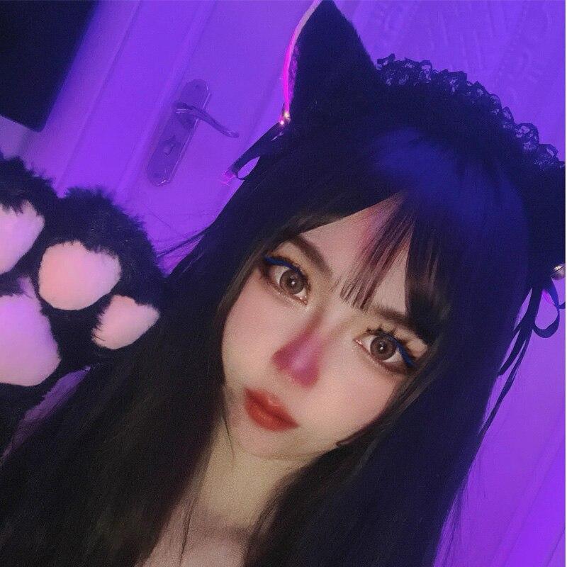 2 шт. Высококачественные наборы Перчатки-лапки кошки Зимние Милые Мультяшные Девочка Перчатки с открытыми пальцами Повязка на голову с колокольчиком Лиса Кошачьи уши Головной убор