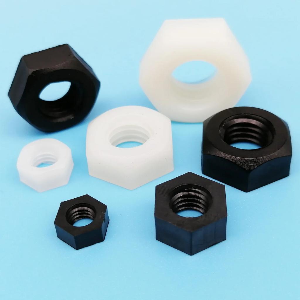Black White Metric Threaded Bolt Screw M3 M4 M5 M6 M8 20/50pcs Brand New Durable Nylon Plastic Insulation Hex Hexagon Nut