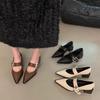 Retro Pointed Mary Jane Small Leather Shoes Women's Spring and Autumn New Thick Heel Medium Heel Love Single Shoes