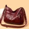 Women's Bag New Middle-aged Mother Shoulder Bag Versatile Multi-layer Large-capacity Versatile Soft Leather Messenger Bag