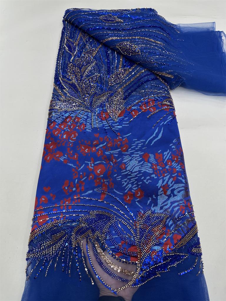 Нигерийское Новое Поступление Бисерное Сетчатое Кружево 2025 Высокое Качество Французские Пайетки Африканская Свадебная Кружевная Ткань Для Роскошного Свадебного Платья