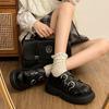 British Style Mary Jane Loafer Single Shoes, Spring and Autumn 2025 New Round Head Platform Thick Heel Heightened Small Leather Shoes Women