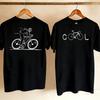 Unisex Front Back Printed Tshirt Cool Letter Bike Front Retro Cyclist Sketch Back Pattern Fit Outdoor Cycling Sport Casual Tees