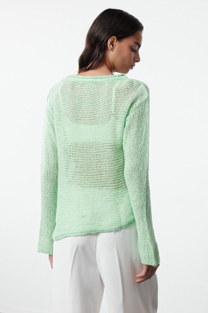 Женский модный стильный свитер, мятный прозрачный трикотажный свитер