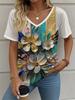 Elegant Women T-Shirt Floral Pattern Print Casual Round Neck Short Sleeve Tops Street Fashion T Shirts Oversized Clothing